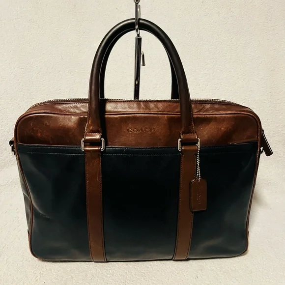 Coach Slim Bicolor Leather Briefcase - Picture 5 of 13